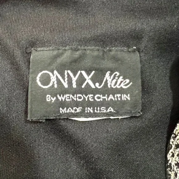 Onyx Nite Vintage Wendye Chaitin Silver Metallic Mesh Fringe Midi Dress & Duster - Picture 11 of 11